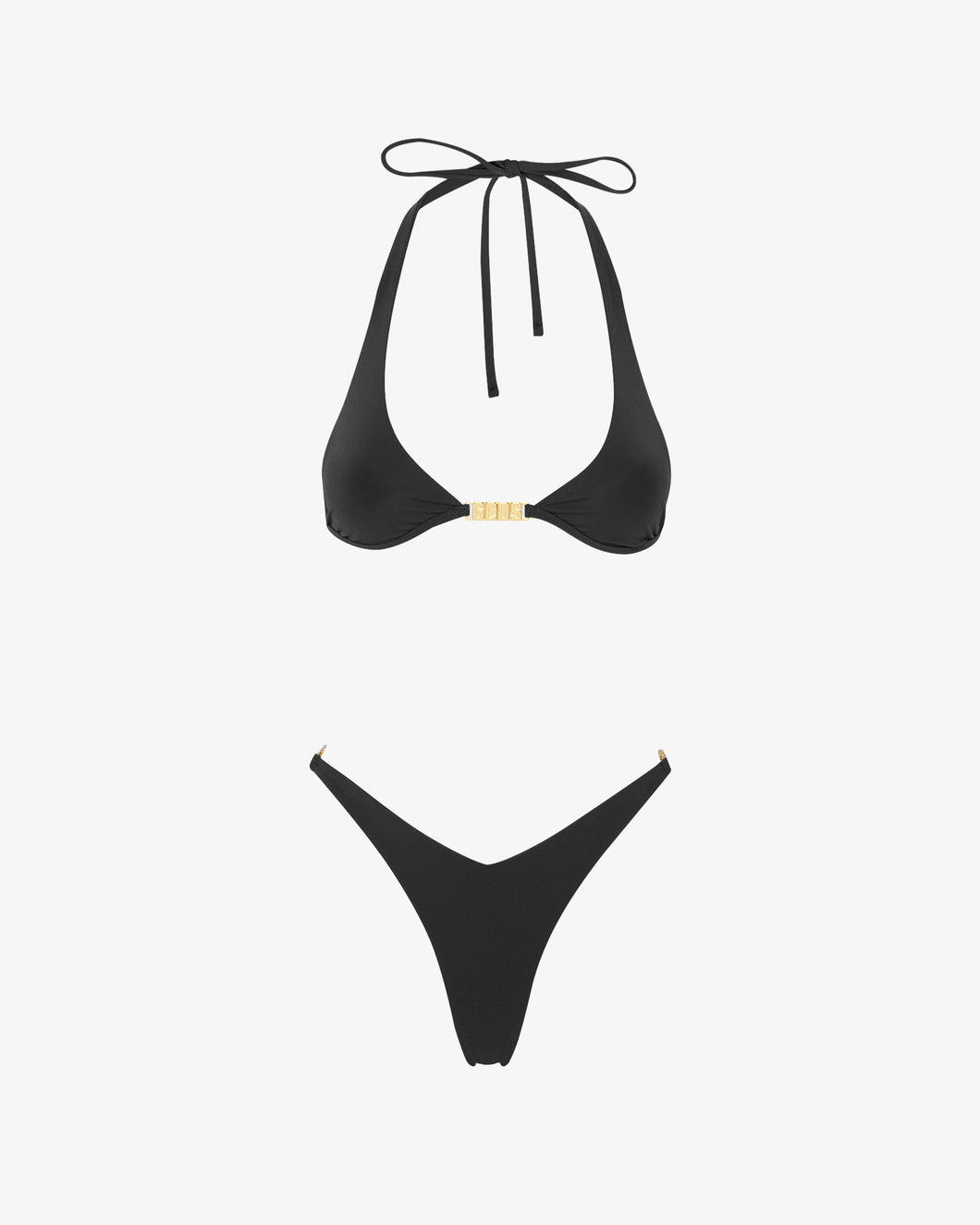 Metallic logo clip bikini